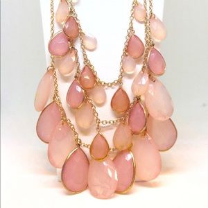 Multi Layer Vintage Statement Necklace Pink Stones